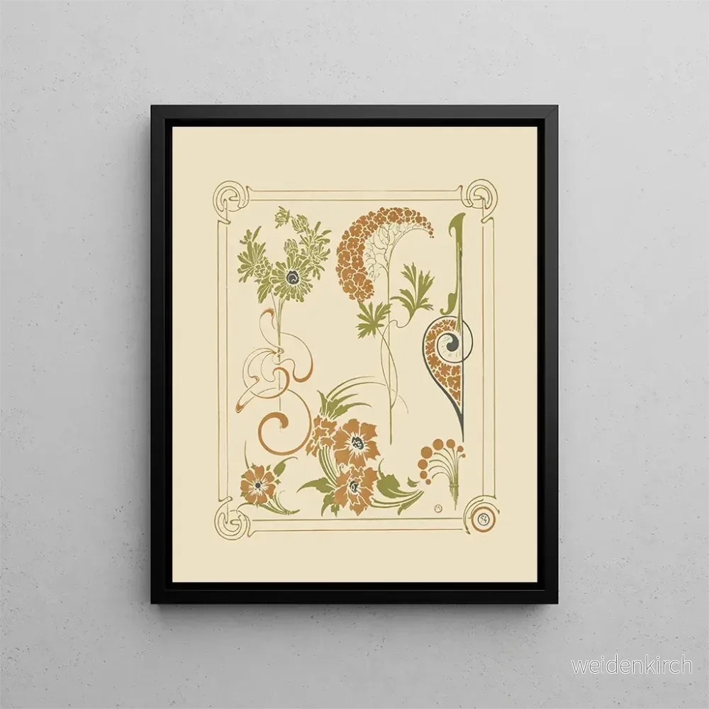 Målning med abstrakt motiv baserat på blommor och arabesker - Alphonse Mucha | Konsttryck