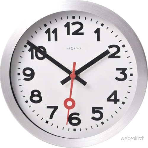 NeXtime designväggklocka 3998 station, klassisk stationsklocka men mini (19 cm), aluminiumhus, vit urtavla, Ø 19 cm 8717713010852 NeXtime designväggklocka 3998 station, klassisk stationsklocka men mini (19 cm), aluminiumhus, vit urtavla, Ø 19 cm 8717713010852