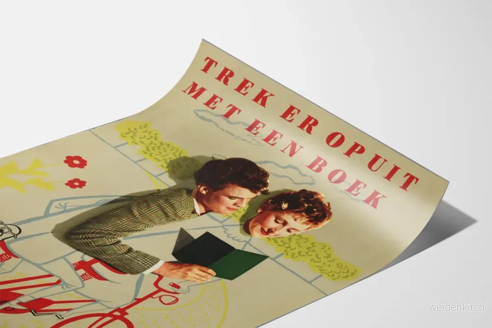 Vintageposter "Trek er op uit met een boek" väggdekoration - Bild 3
