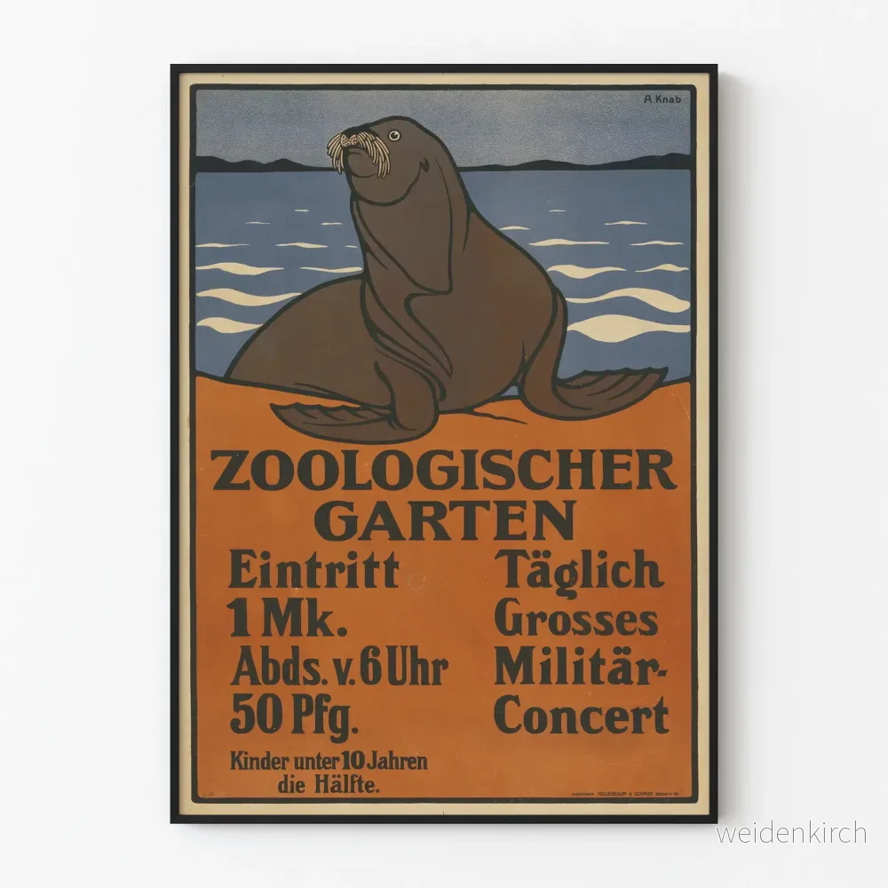 Väggdekorationsposter av zoo med sjölejon vintage
