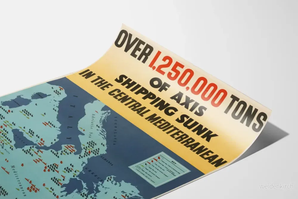 Vintageaffisch Centralmedelhavet: mer än 1 250 000 tonn fartyg från Axeln sänkta - Bild 3