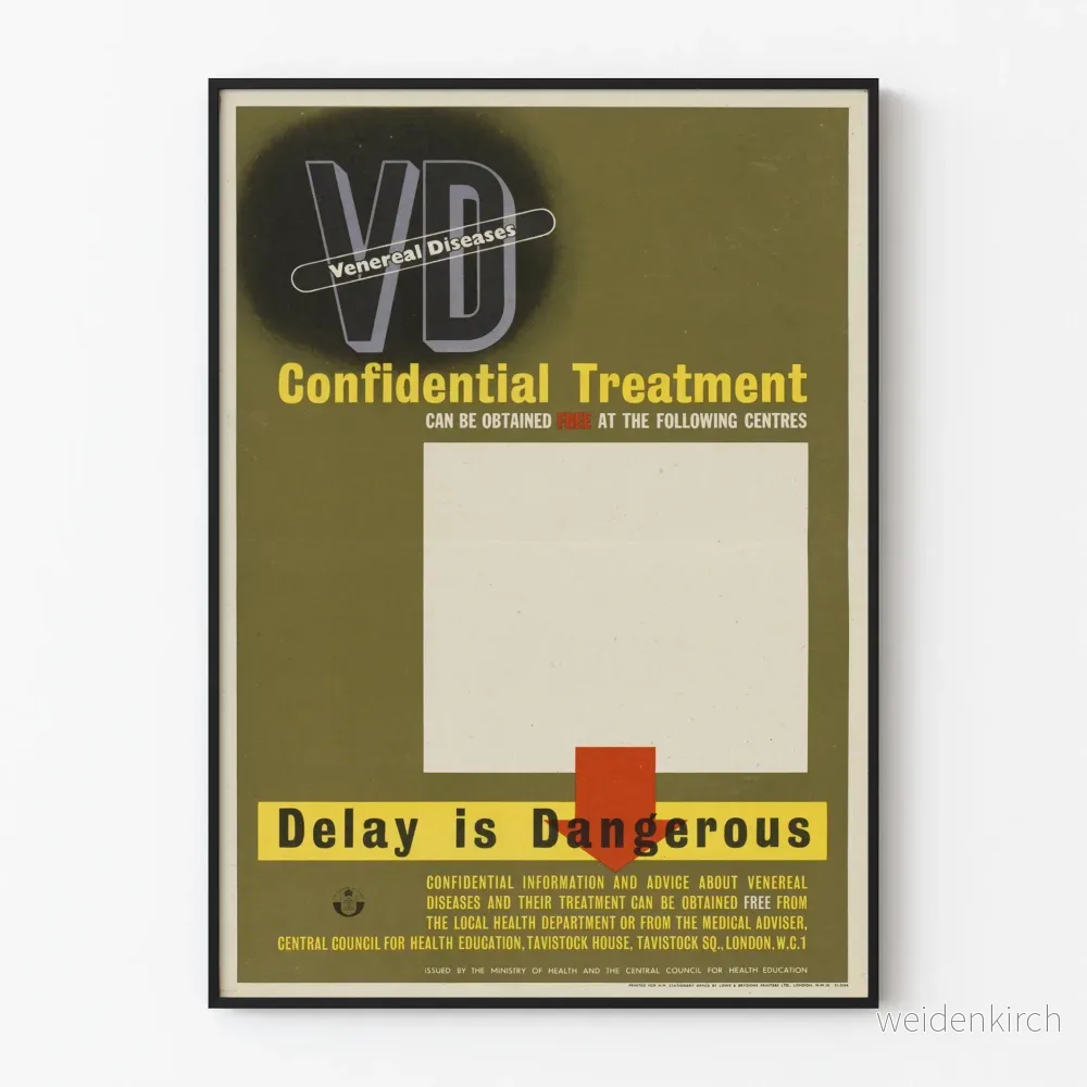 Vintageposter för diskret behandling av veneriska sjukdomar