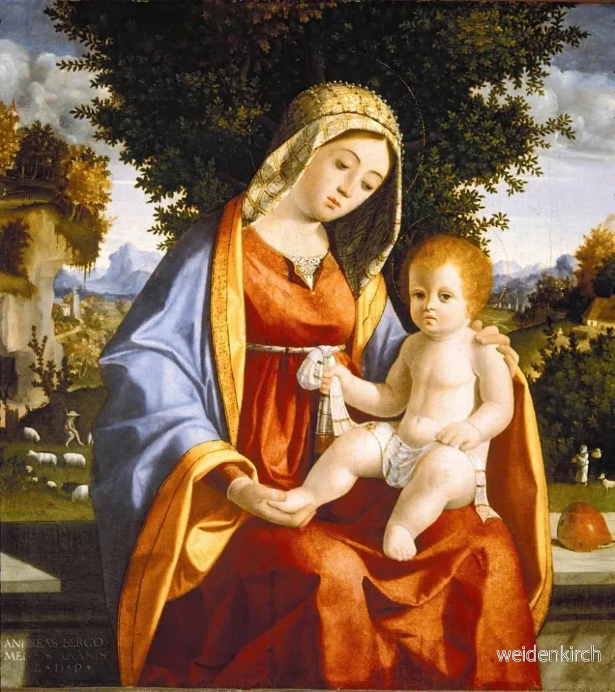 Målning Vierge à l'Enfant dans un paysage - Andrea Previtali | Konsttryck - Bild 2