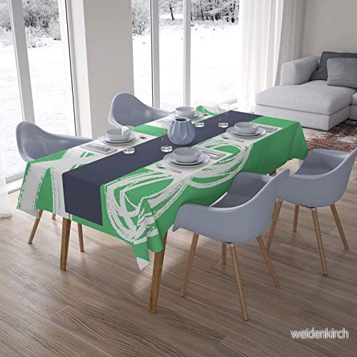 Bonamaison Köksdekoration, Bordsduk, Bensinggrön och Vit, 140 x 200 cm 4546679628856