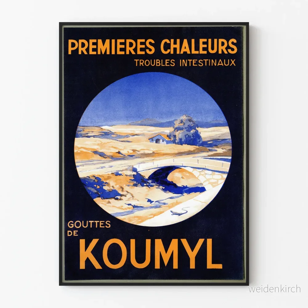 Vintage reklamposter för Koumyl-droppar mot tarmproblem