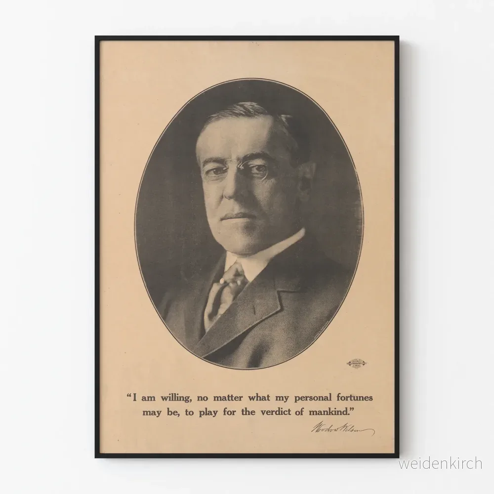 Vintageposter av Woodrow Wilson – Inspirerande citat