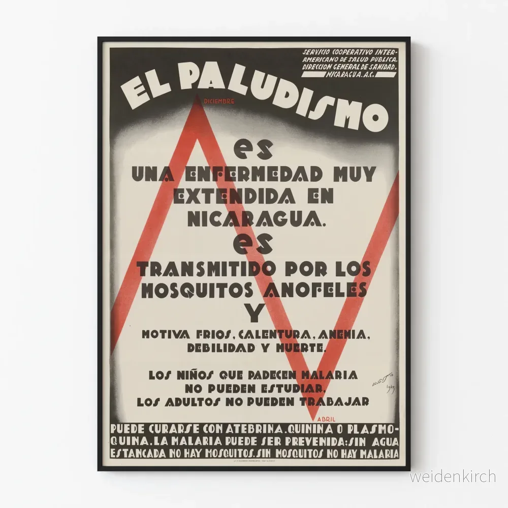 Vintageposter El Paludismo – Medvetenhet om malaria i Nicaragua