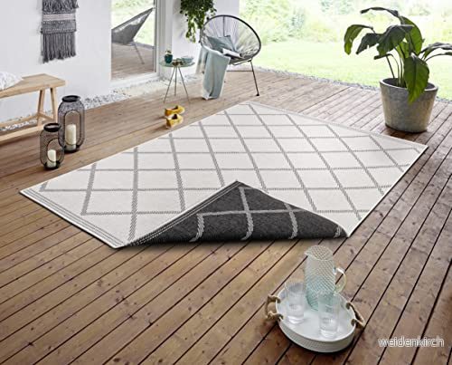 NORTHRUGS Korsika inomhus och utomhatta 120 x 170 cm vändbar matta väderbeständig modern geometrisk mönstermatta för balkong uteplats trädgård vinterträdgård vardagsrum vattentät på natten 4260770244097