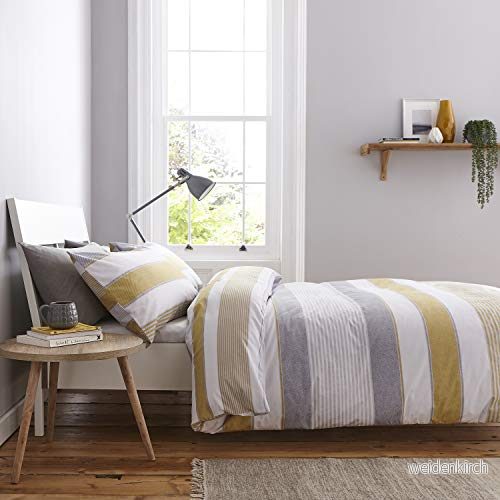 Catherine Lansfield New Quay Stripe OCHRE 155 x 220 80 (2) 5607032110780