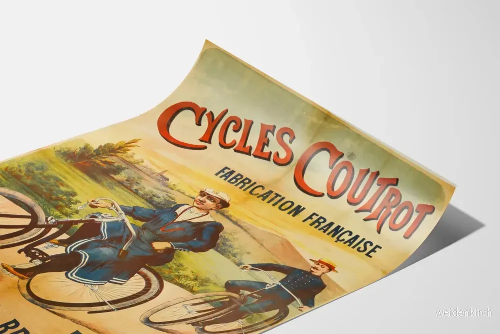 Vintageaffisch Cycles Coutrot tillverkning i Frankrike Paris - Bild 3