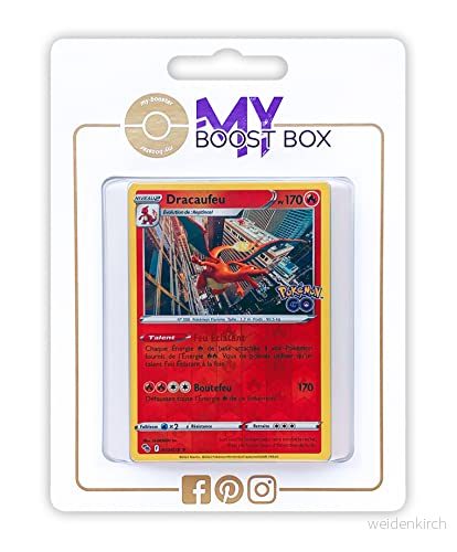 Charizard 10/78 Holo Reverse Myboost X Sword and Shield 10.5 Pokémon GO set med 10 franska kort 3701425293646