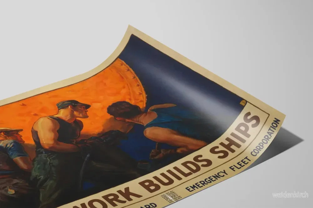 Vintageaffisch teamwork bygger fartyg - Bild 2