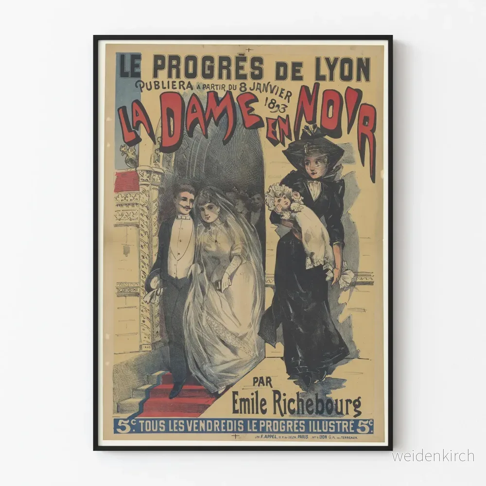 Vintageposter La Dame en Noir 1893 - Retro väggdekoration