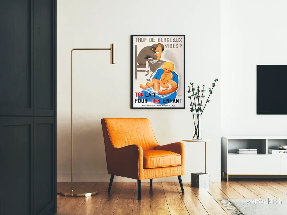 Vintageposter "Trop de Berceaux Vides" – Väggdekoration för mödrar och barn - Bild 2