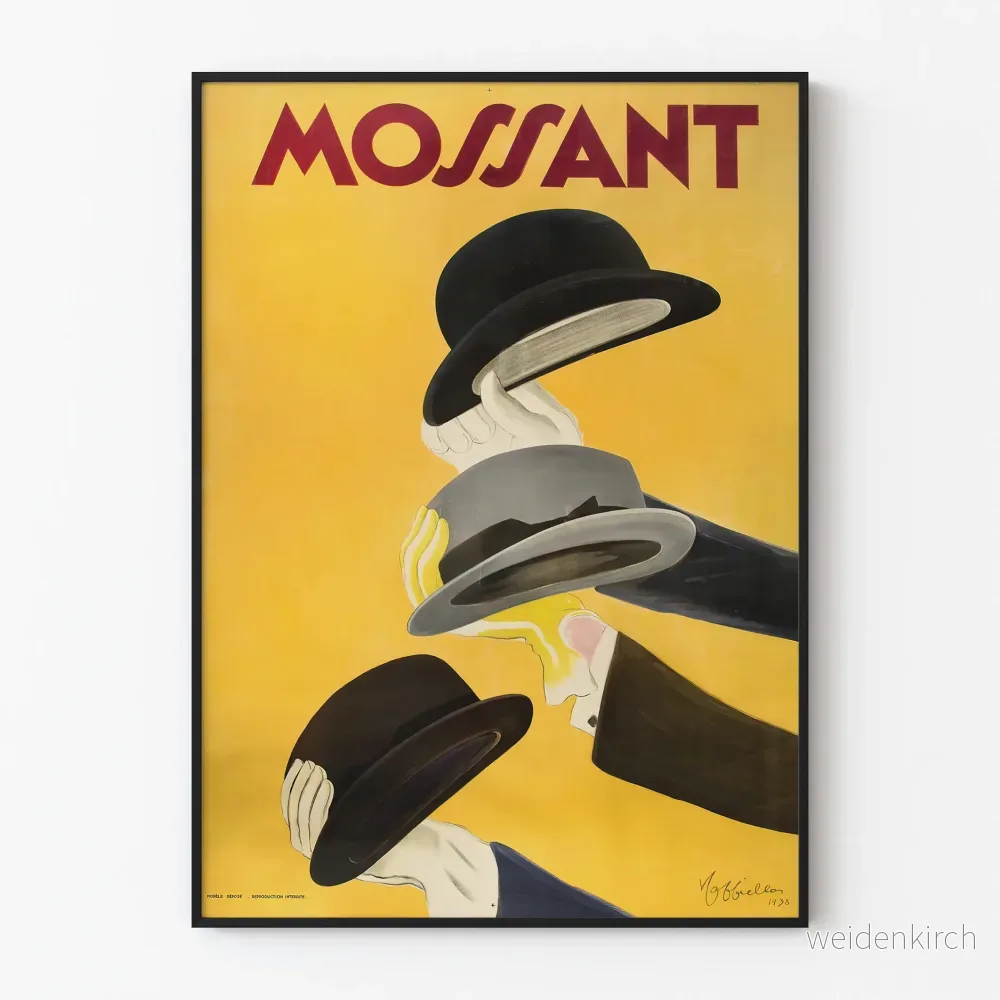 Vintageposter med Mössant-hattar 1938
