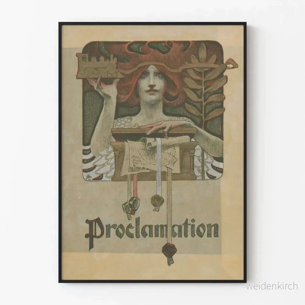 Vintageaffisch Proklamation - Art Nouveau-illustration för väggdekoration