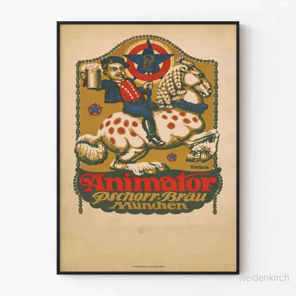 Vintageposter Animator Pschorr-Bräu München för väggdekoration