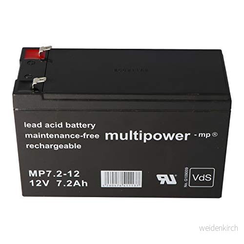 Multipower MP7.2 12 PB blybatteri, bly, fleece, batteri, volt V 7,2 Ah 7 200 mah, AGM teknik, VDS godkännande 4020634904914