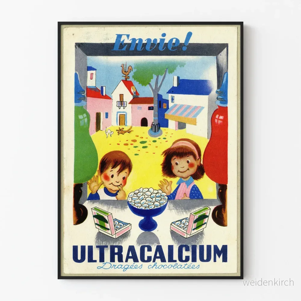 Vintage reklamposter för Ultracalcium chokladpraliner