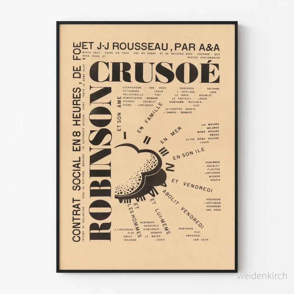 Vintage typografisk poster Robinson Crusoe