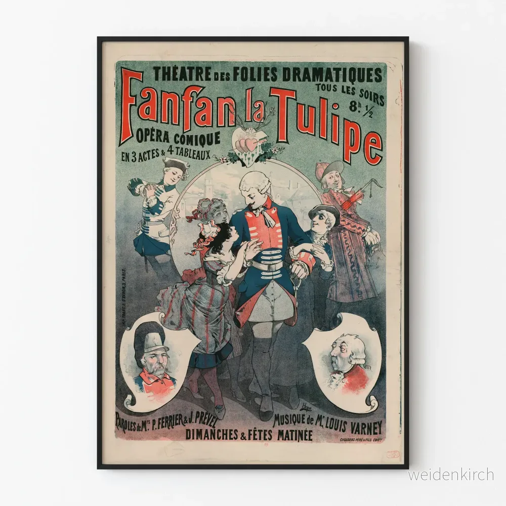 Gammal poster OPÉRA COMIQUE Fanfan la Tulipe Dramaten för Folies Dramatiska