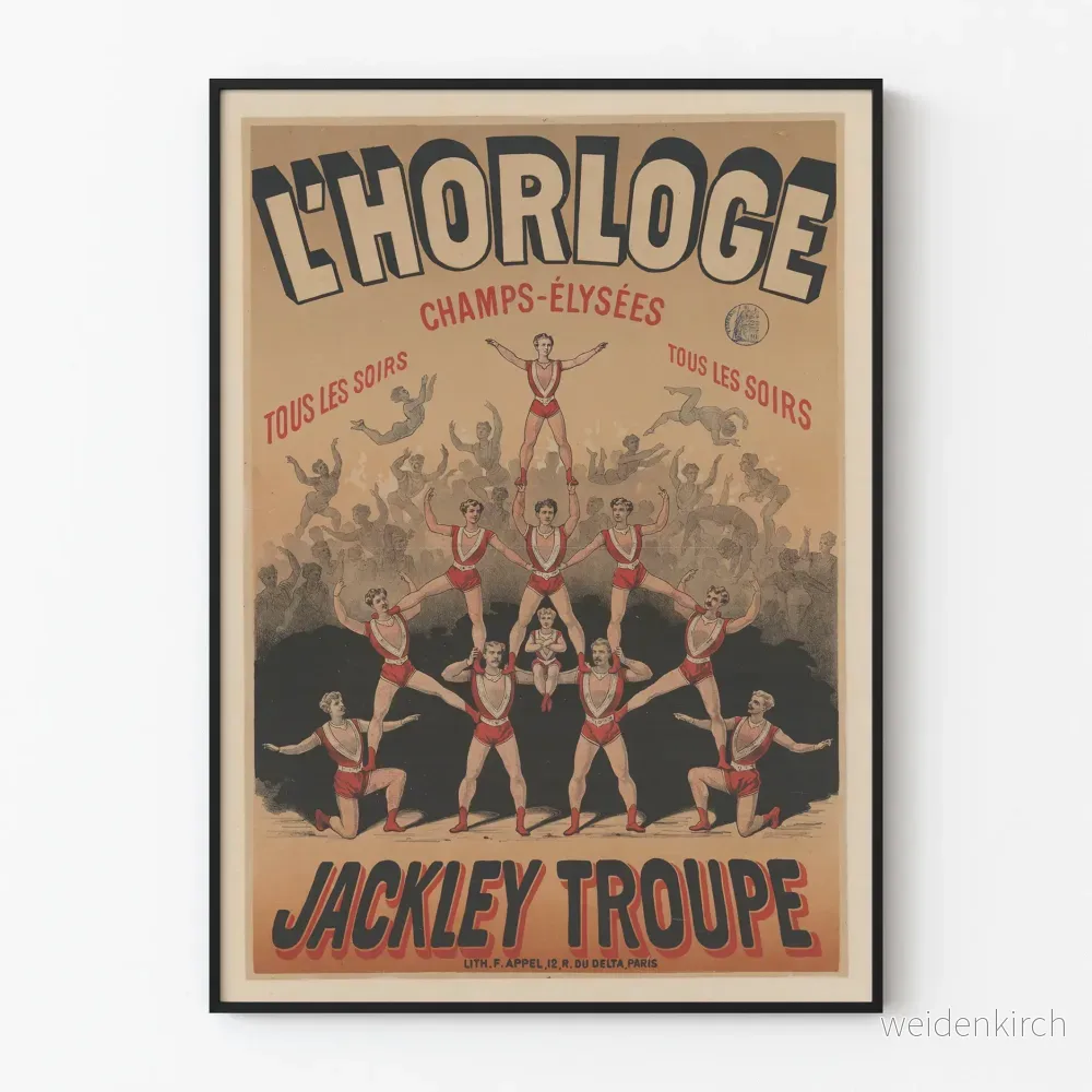 Vintageposter L'Horloge Jackley Troupe Champs-Élysées