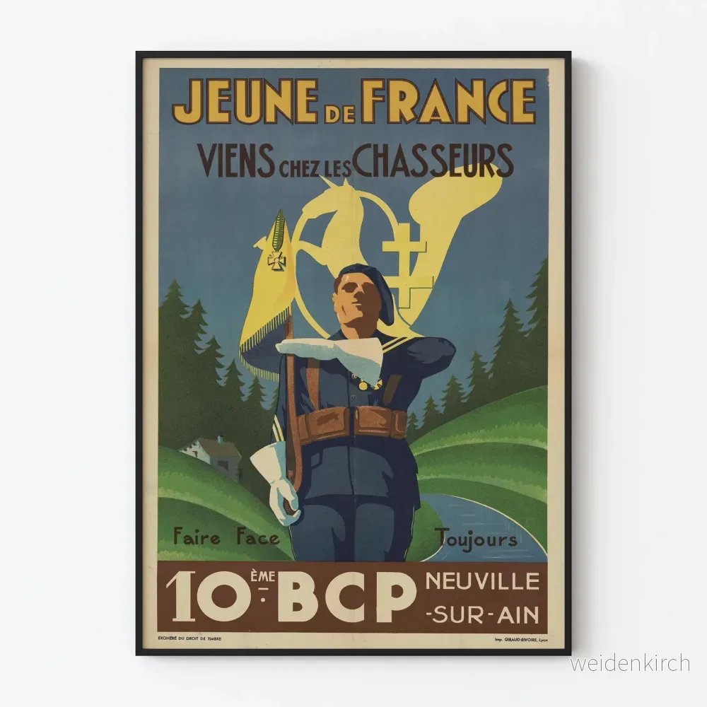 Vintage militär poster Ungdom från Frankrike 10:e BCP Neuville-sur-Ain