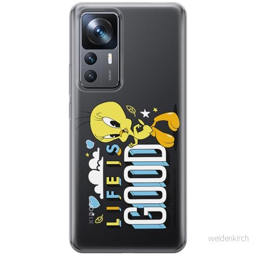 ERT GROUP mobiltelefonfodral för Xiaomi 12T/ 12T pro/ K50 Ultra originalt och officiellt licensierat Looney Tunes mönster Tweety 016 anpassad till formen på mobiltelefonen, gedeeltelijk transparant 5905795099909