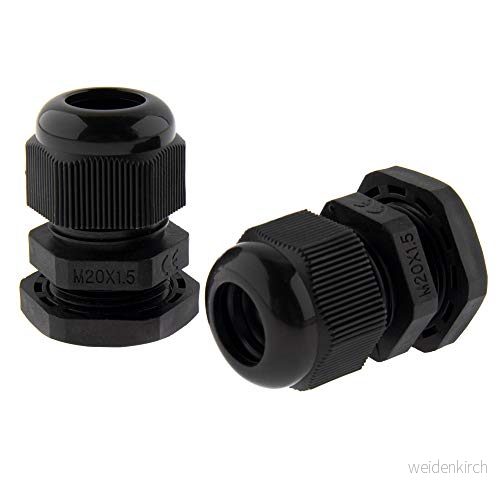 10 x kabelförskruvning M20 712 mm, svart metrisk 4053171977653