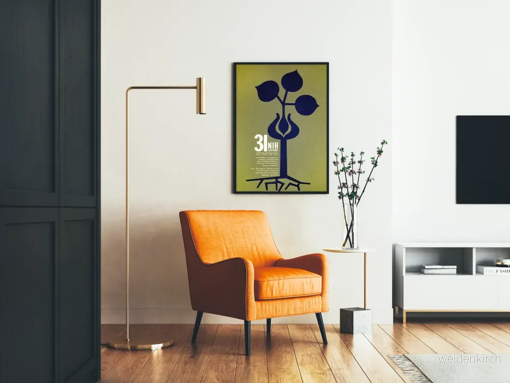 Vintage väggposter med textilmontering 1965 - Bild 2
