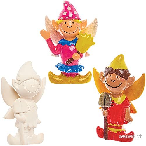 Baker Ross FX589 Ceramic Garden Pixies Box of 4 Keramisk modellmålning för barn 5063067005017