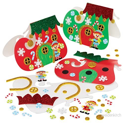 Baker Ross FE968 Julälva stövelkort kit paket med 6, tomma kort för korttillverkning, gör dina egna julkort, perfekt barnkonst och hantverksprojekt 5051174124639