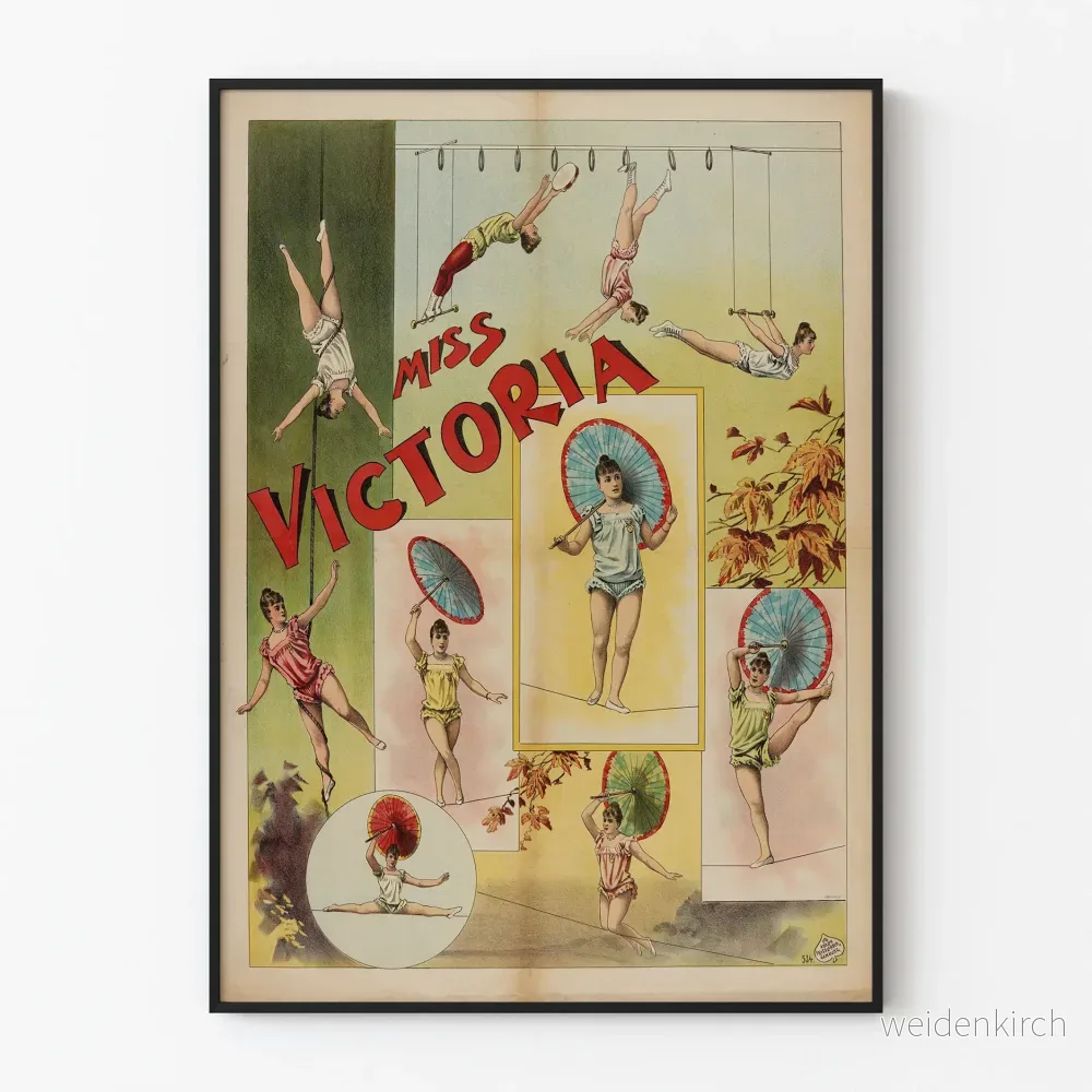 Vintageposter Miss Victoria - Konstnärlig väggdekoration cirkus