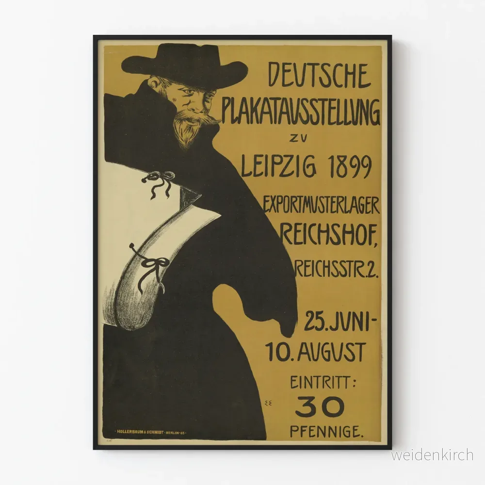 Vintageaffisch från tysk utställning i Leipzig 1899