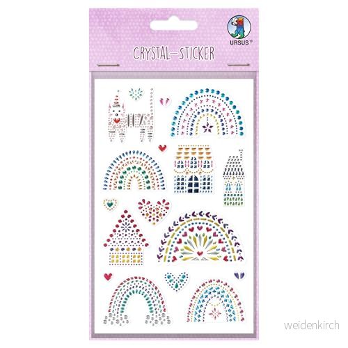 Ursus 7510 00 04 kristallklistermärke regnbåge, 17 klistermärken gjorda av högkvalitativa gnistrande droppar, ca 7,560 mm, för scrapbooking, kortdesign och dekoration 4008525251156
