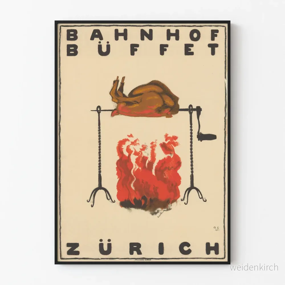 Vintageaffisch Bahnhof Buffet Zürich - Poster för väggdekoration i köket