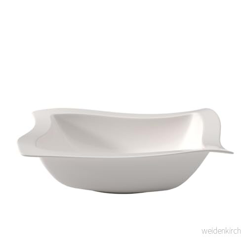 Villeroy & Boch 10 2525 3320, New Wave fat, skål för sallader och siofrätter, fyrkantig form, premiumporslin, diskmaskin mikrovågsugnssäker vit, 33 cm 5450102384648