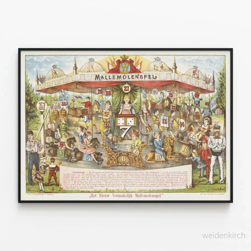 Vintage dekorativ poster av spelet Mallemolenspel