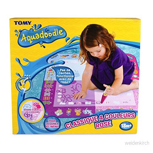 Aquadoodle Klassisk stor vattenklottermatta, officiell Tomy No Mess färg och ritspel, lämplig för småbarn barn pojkar flickor 18 månader, 2, 3, 4+ åringar, rosa, T72371 5011666723719