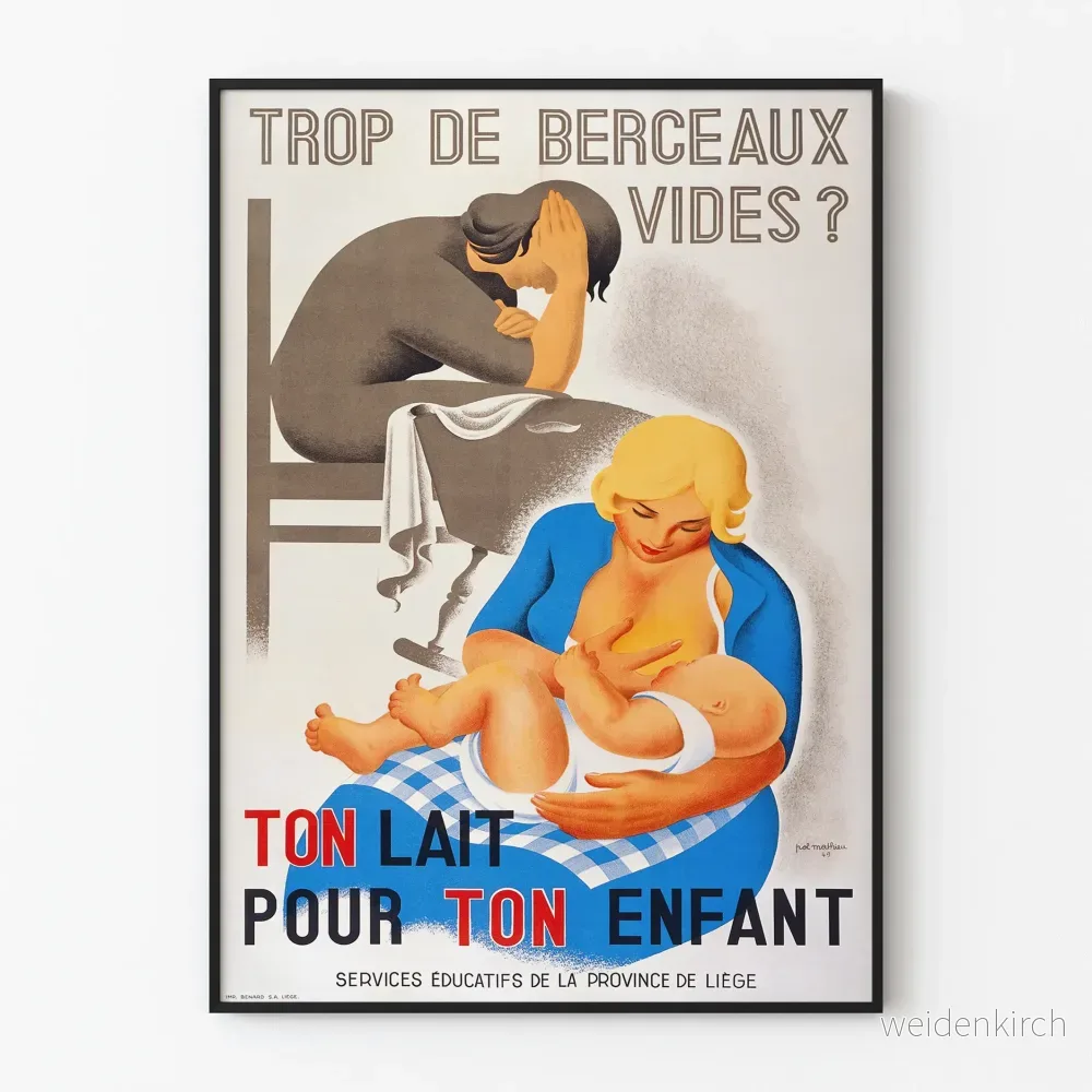 Vintageposter "Trop de Berceaux Vides" – Väggdekoration för mödrar och barn