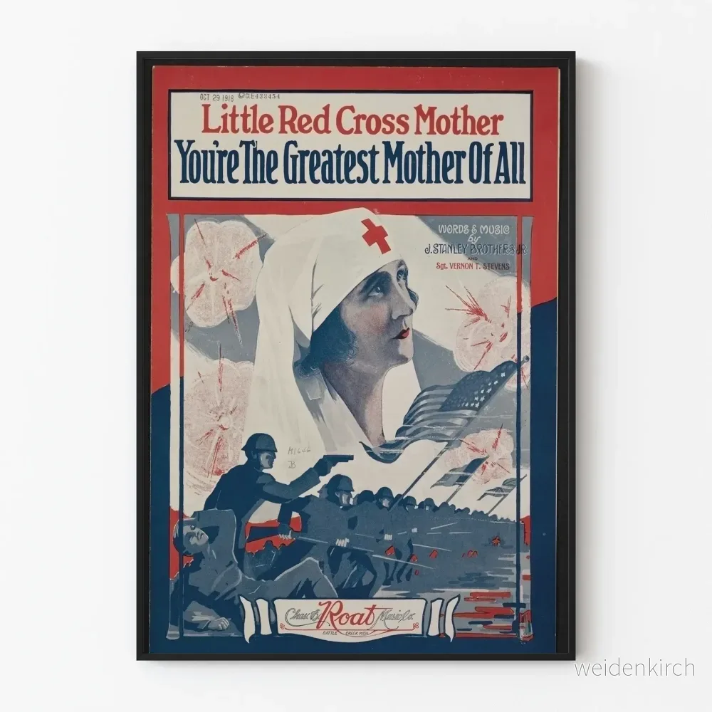 Vintageposter Little Red Cross Mother för väggdekoration
