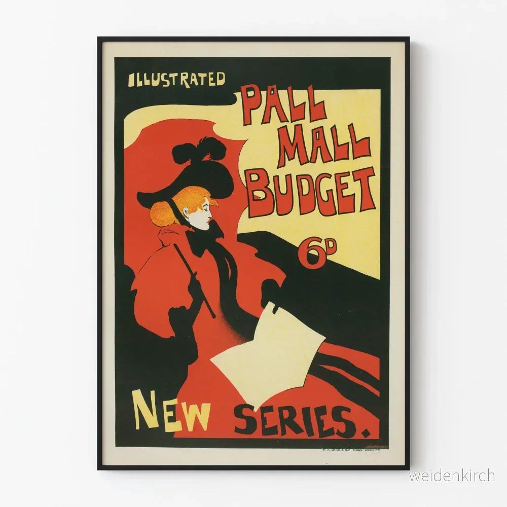 Vintageillustrerad Pall Mall Budget-serie Nyhetsposter