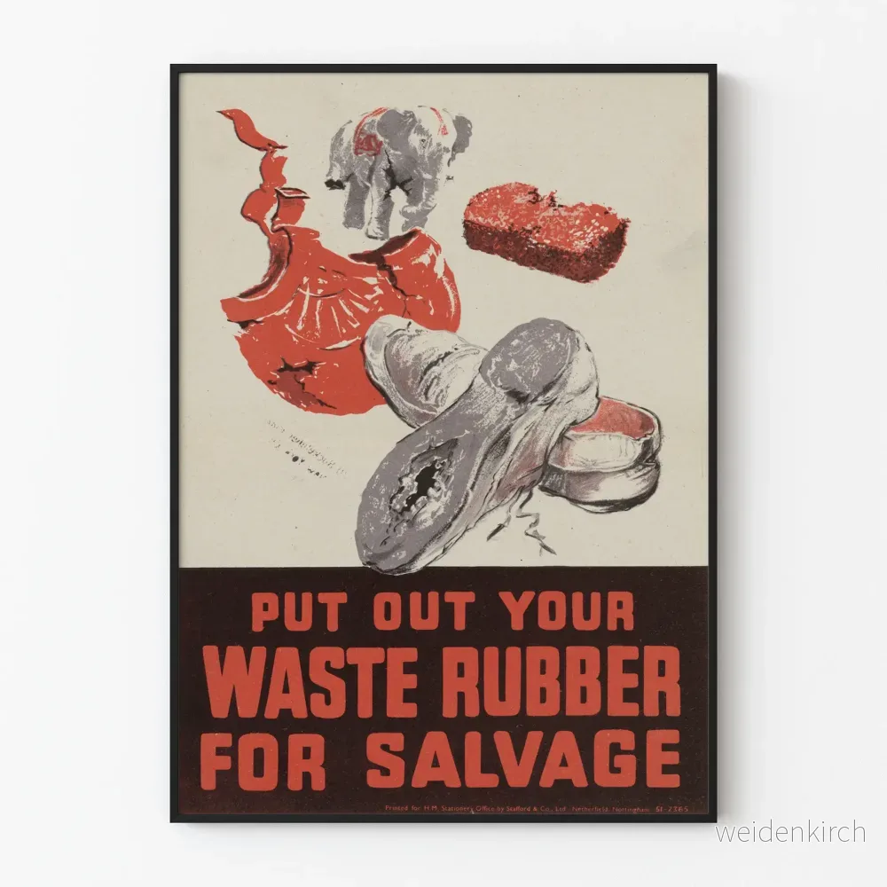 Vintageposter för återvinning av gummi - Retro väggdekoration