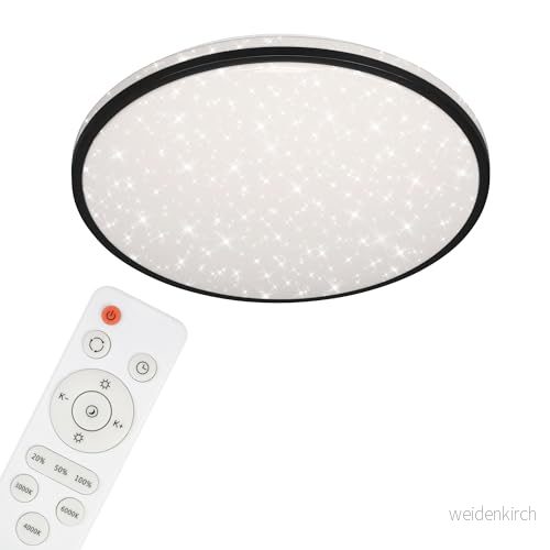 Briloner Leuchten LED-taklampa, dimbar taklampa, stjärndekor, färgtemperaturkontroll, fjärrkontroll, minnesfunktion, nattljusfunktion, 48 watt, vit-svart, Ø 49,2 cm, 3447215 4002707389514