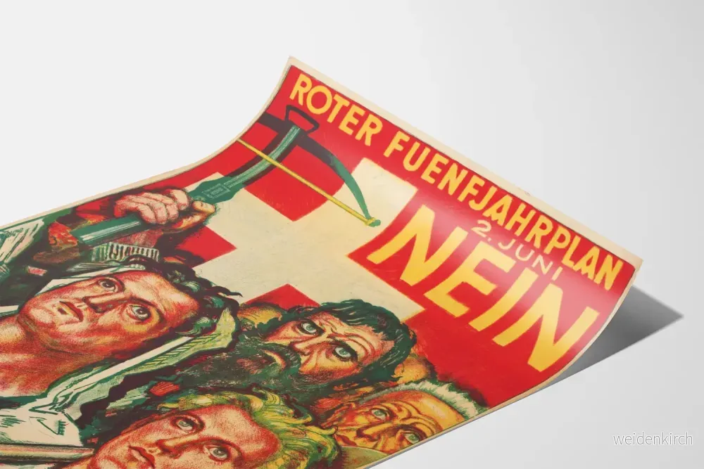 Svensk vintage politisk poster « Roter Fünfjahresplan Nein » - Bild 3