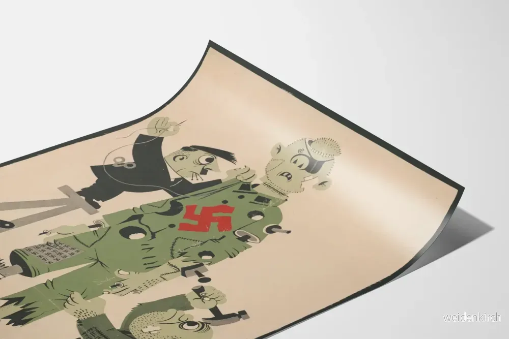 Satirisk poster av krigets marionett med Hitler och Mussolini - Bild 3