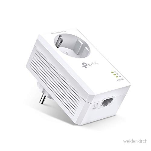 TP Link TL PA7017P AV1000 Gigabit Powerline adapter med eluttag (1x port, Plug and Play, energisparande, kompatibel HomePlug AV adapter) 6935364010812