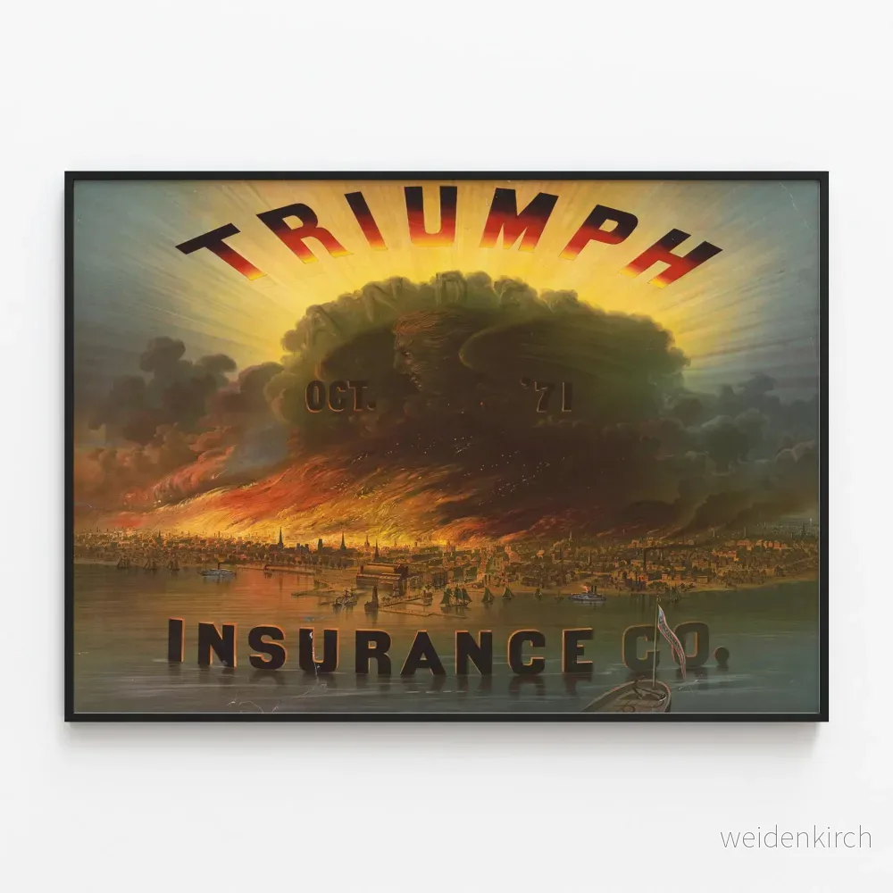 Vintageaffisch Triumph Insurance Co. Brandbrand i oktober 1871 Vintageaffisch Triumph Insurance Co. Brandbrand i oktober 1871