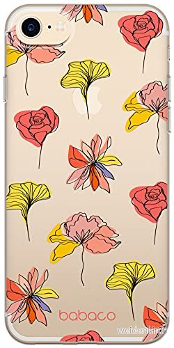 ERT GROUP mobiltelefonfodral för Apple Iphone 7/8/ SE 2/ 3 originalt och officiellt licensierat Babaco mönster Flowers 012 Vit anpassad till formen på mobiltelefonen, gedeeltelijk transparant 5903932605808