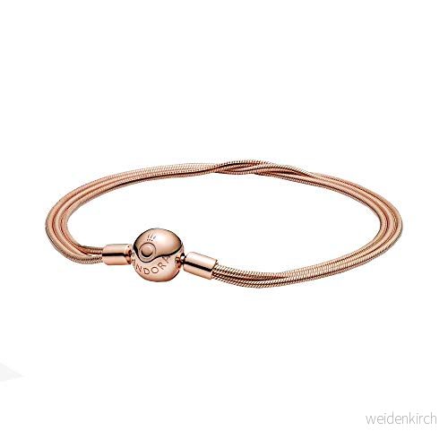 Pandora Moments flera rader ormmlänkarmband, längd: 21 cm, 14 karat roséguldpläterad metallegering, 589338C00 5700302916188